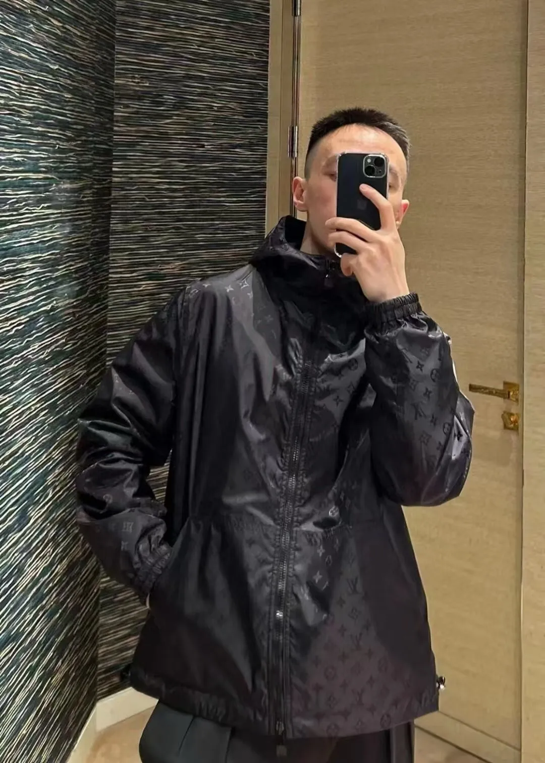 Louis Vuitton/Louis Vuitton leather stamp logo dark pattern jacquard double-sided jacket